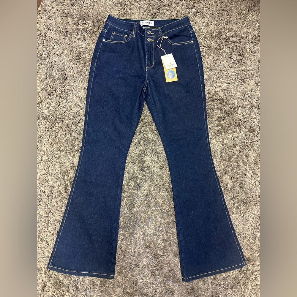 Vipones Womens High Rise Zip Fly Bootcut Denim jeans Blue Size 8 <<206>>
